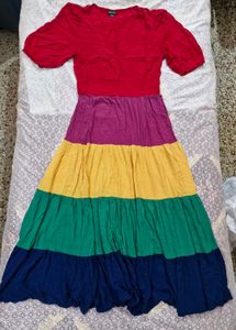 Boho Color Block Maxi Dress