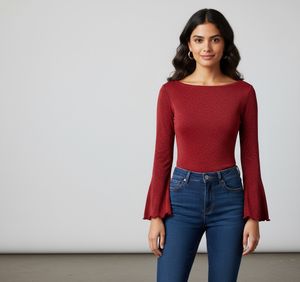 Sparkly Red Long Sleeve Top