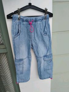 washed denim cargo jeans