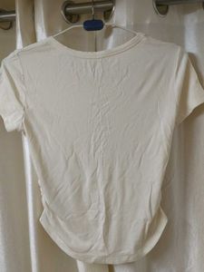 Cream Ruched Side T-Shirt