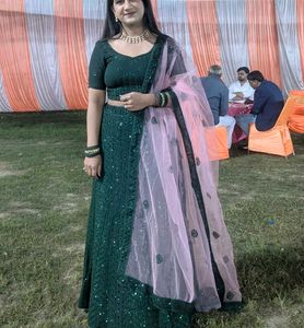Elegant Green Sequin Lehenga