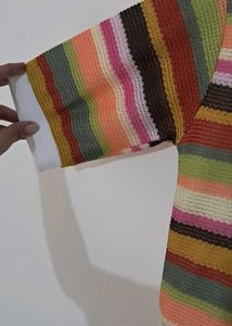 Colorful Striped Knit crop Top