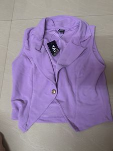 Stylish Lavender Sleeveless Blazer