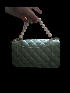 Cute Mint Crossbody Bag with Pearls