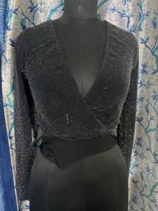 Sparkly Black Long Sleeve Bodysuit
