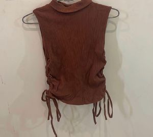 Ribbed Mock Neck Sleeveless Top