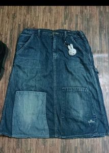 Y2K blue denim midi skirt