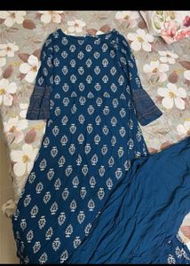 Stylish Blue Printed Kurta Set