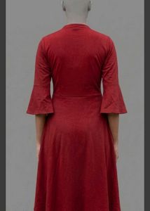 Chic Red Flared Sleeve Dress