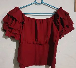 Chic Off-Shoulder Ruffle Sleeve Top