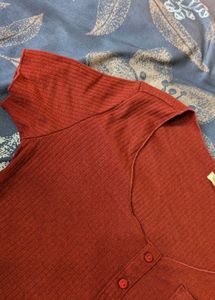 Cute Red Button-Up Top