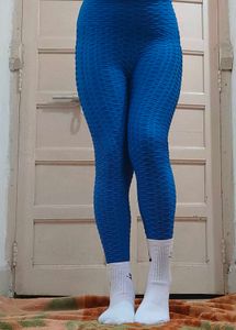 viral tik tok tight/Vibrant Blue Textured Leggings