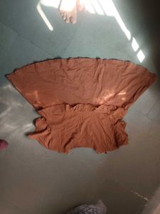 Brown Peplum Top with Ruffle Detail