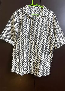 Zara Men's Retro Zigzag Print Shirt