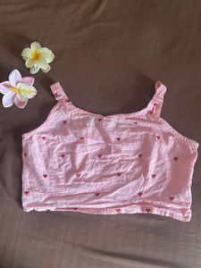 Cute Pink Heart Print Crop Top