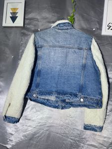 forever 21 Denim Jacket with Sherpa Sleeves