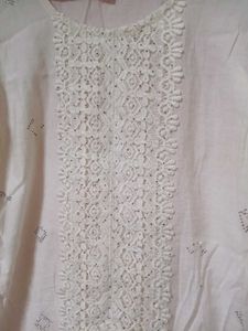 Elegant Cream Lace Kurta