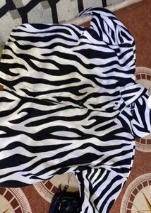 Zebra Print Crop Loose Shirt