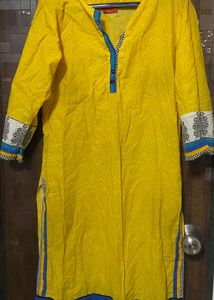 Vibrant Yellow Printed Kurta