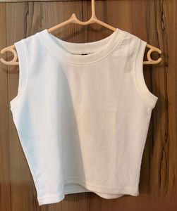 Ribbed White Cropped Tank Top