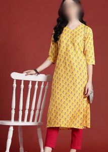 🌼Yellow Printed Kurta