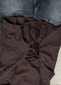 Brown Tie-Up Cotton Shirts M Size