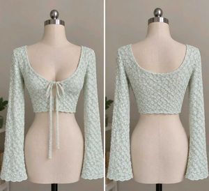 Cute Crochet Crop Top with Bell Sleeves