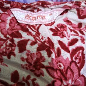 Floral Casual Print Maroon Kurti