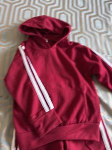 Kids Burgundy Fleece Tracksuit Set