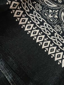 White Black Silk Kalamkari Duppata