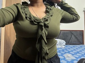 Green Ruffle Top