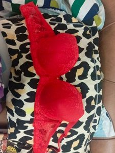 Red Lace Padded Bra