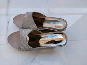 Grey Beige Wedge Heels