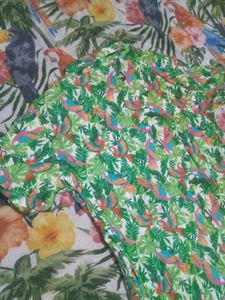 Tropical Parrot Print Short Sleeve Shirt