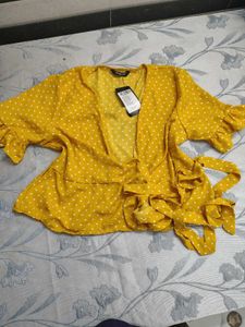 Yellow Polka Dot Vintage Wrap Top