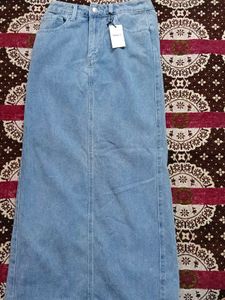 Light Wash Denim Maxi Skirt