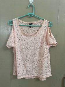 Pastel Lace Cold Shoulder Top