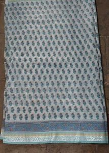 Vintage Floral Print Cotton Saree