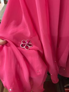 Chic Pink Maxi Skirt with Floral Embellishments