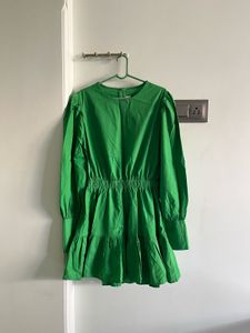 Vibrant Green Tiered Mini Dress
