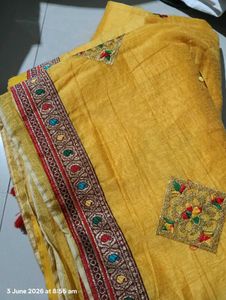 Vibrant Yellow Embroidered Saree
