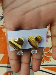 Heart &amp; Crystal Drop Earrings