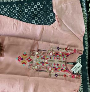 Elegant Peach Embroidered Kurta Set