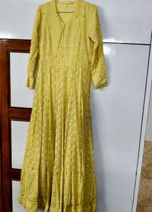 Elegant Yellow Embroidered Festive gown