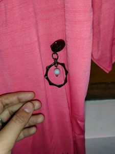 Pink Cold Shoulder Tunic with Deer Print
