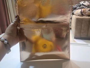 Shimmer Sling Bag With Golden Chain