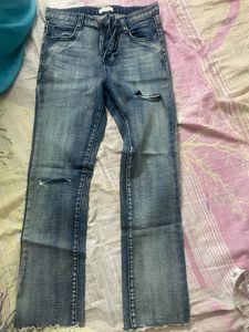 Ripped Hem Jeans
