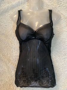 Sheer Black Cami with Lace Detail