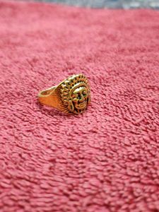 Gold Tone Indian Chief Ring