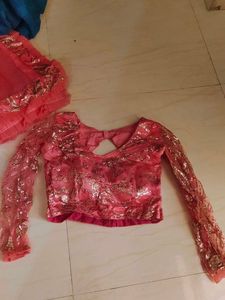 Net Lehanga Pink With Blouse And Dupatta
